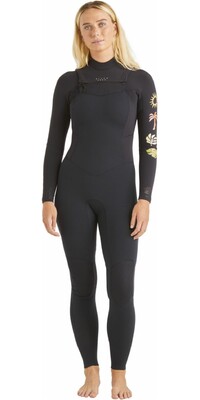 2024 Billabong Womens Salty Dayz Natural 3/2mm Chest Zip Wetsuit  ABJW100172 - Hidden Palms Black